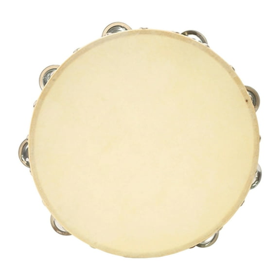 Leather Faced Tambourine Set Percussion Tools with Curved Edges Suitable for Classroom Event and Family Performances
