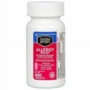 Berkley Jensen 25mg Diphenhydramine Hydrochloride Antihistamine Cold & Allergy Relief Tablets, 400 ct.