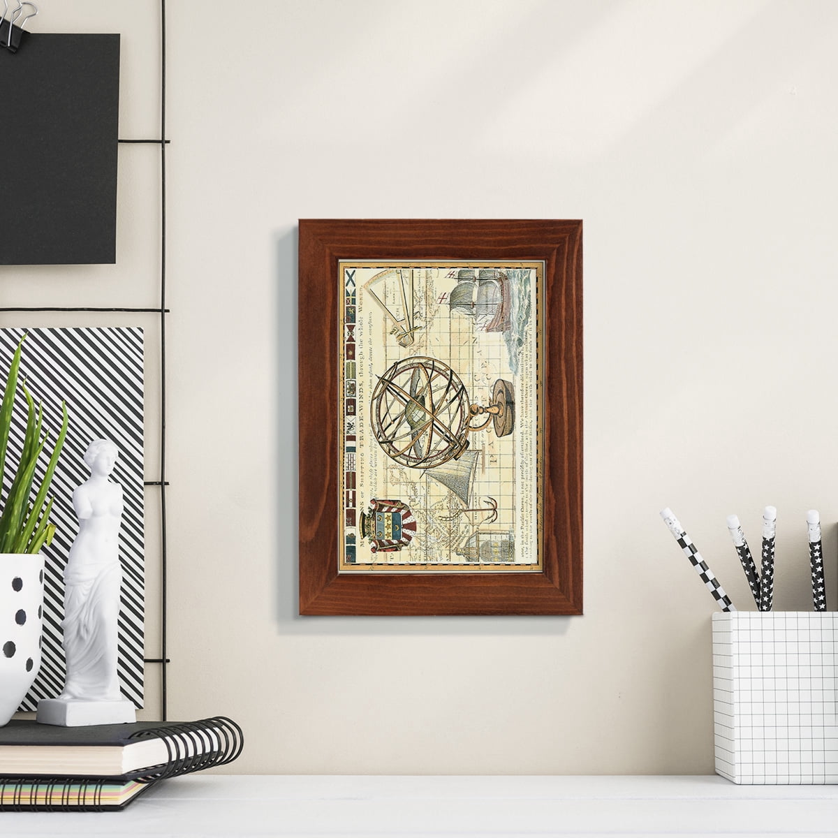 Nautical Map I -Framed Print w/glass-Chestnut