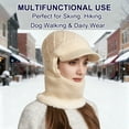 thumbnail image 2 of Versatile Knitted Winter Hat and Scarf Set for Women, 2-in-1 Knitted Hooded Ski Mask, Warm Shawl Wrap Head Scarves Pullover Hat (Beige), 2 of 8