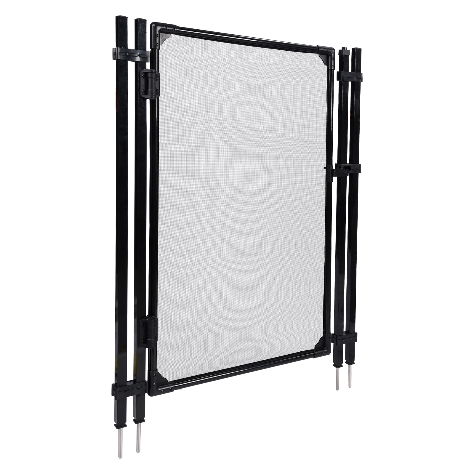 Zimtown Self Latching Self-Closing Inground Pool Safety Gate, 4 Foot Black Mesh Pool Fence Gate with Ground Spikes, Easy Disassemble Portable Pool Barrier Door