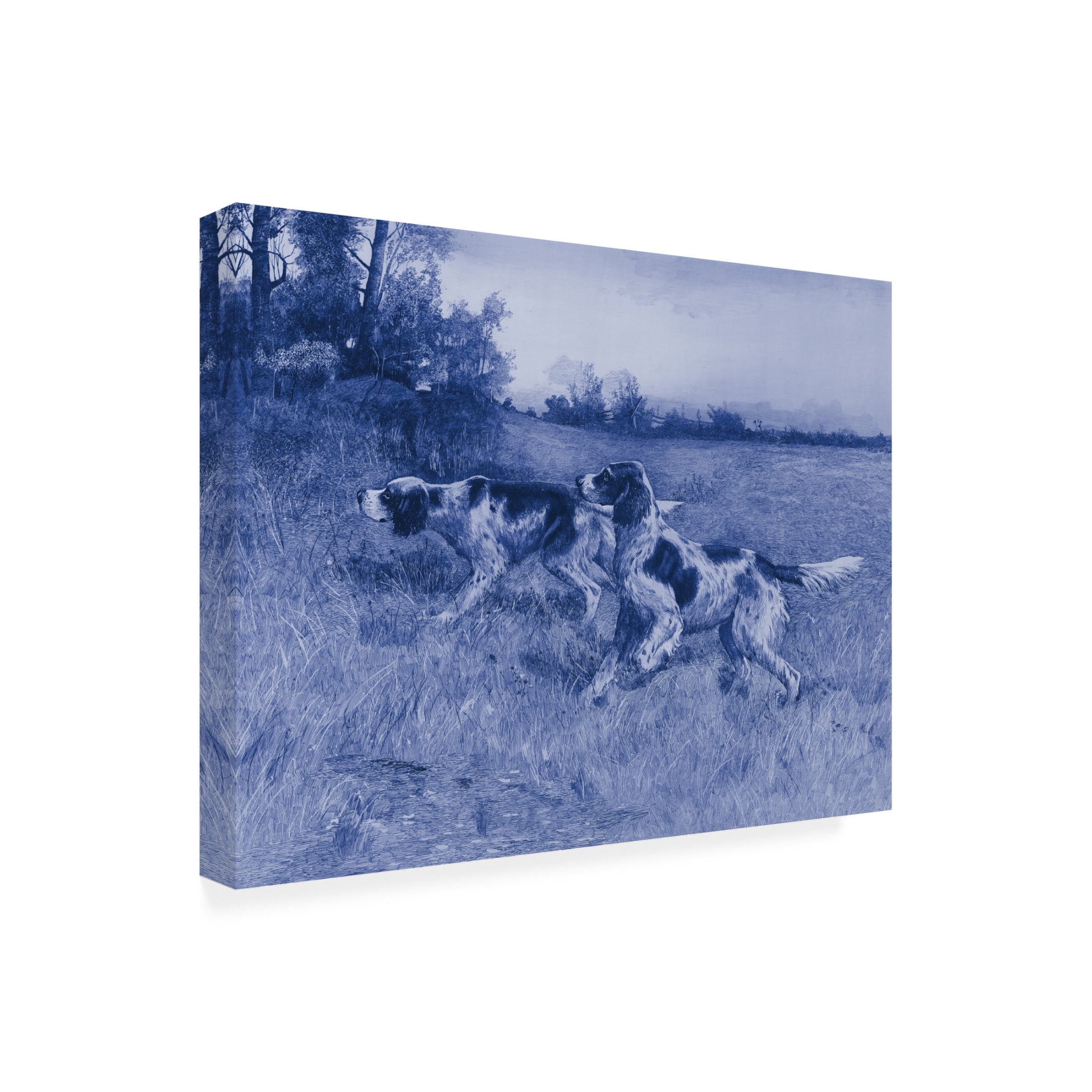 Canvas Wall Art - Vision Studio 'Antique Blue Dogs IV' Wall Art for Living Room, Bedroom, or Office Décor by Trademark Fine Art - 24 x 18 Inches