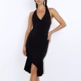 thumbnail image 1 of Vestido Túnica De Verano Vestido ajustado para mujer Vestido de cola de pez sin espalda Color sólido Ropa de fiesta ajustada Ygjytge Negro L para Mujer, 1 of 8