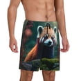 thumbnail image 2 of Kdxio Forest Plant Raccoon Print Mens Sleep Shorts Bottoms Soft Comfy Pajama Wear Pants with Drawstring Pockets, 2 of 5