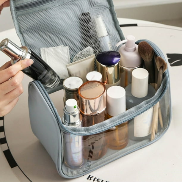 Neceser portatil de viaje para cosmeticos organizador de maquillaje resistente al agua de piel sintetica con asa transparente de gran capacidad para ninas que viajan Walmart en linea