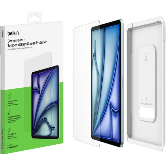 Belkin ScreenForce TemperedGlass Screen Protector for Apple iPad Air 11" M3, 6th Generation, Thin, Extra Durable, Scratch-Resistant w/Easy Installation, Compatible w/Case & Apple Pencil