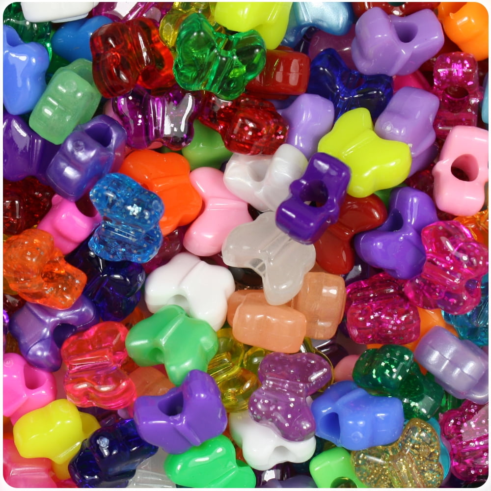 BeadTin Dark Lilac Opaque Plastic Craft Beads Mix (4oz)