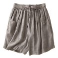 thumbnail image 2 of KKBOTIVE Women's Solid Color Shorts Beach Holiday Summer Wide Leg Casual Elastic Short Pants Soft Breathable Shorts Women's Fashion, Grey Size: M, 2 of 4
