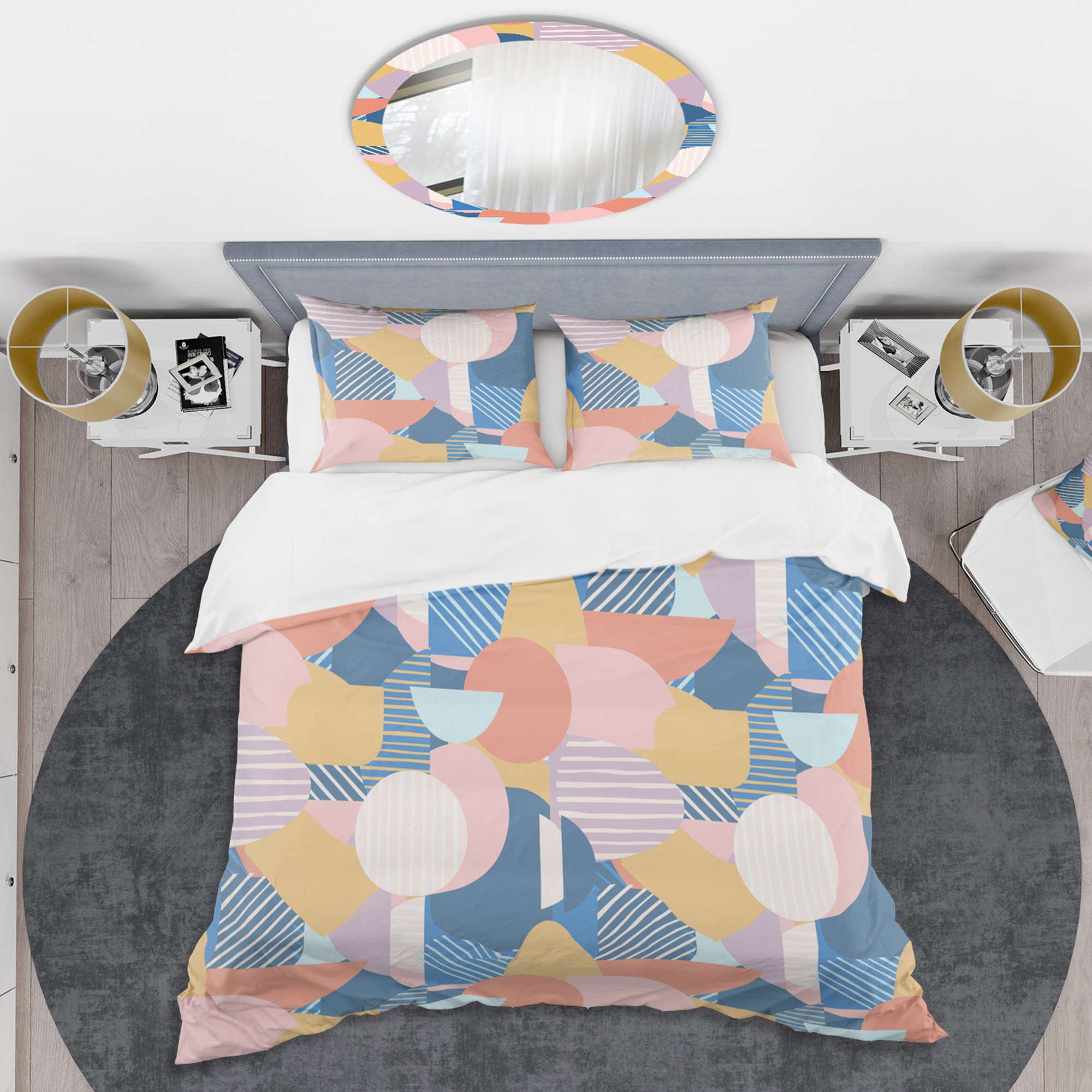 Designart 'Modern geometric shapes pattern' Mid-Century Modern Duvet Cover Set