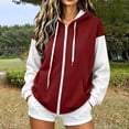 thumbnail image 2 of Jsaierl Women's Trendy Color Block Zip Up Hoodies Sweatshirts with Drawstring and Kangaroo Pocket Oversized Sporty Tops S-2XL, 2 of 6