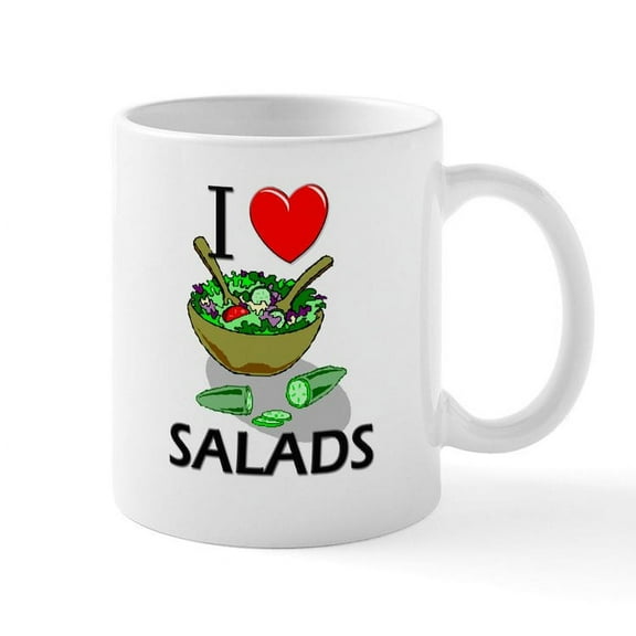 CafePress - I Love Salads Mug - 11 oz Ceramic Mug - Novelty Coffee Tea Cup