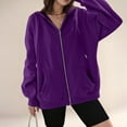 thumbnail image 5 of Dwellite Women's Zip Up Hoodies Oversized Fleece Long Sleeve Sweatshirts Casual Fall Jacket Coat with Pockets Dark Purple S, 5 of 5