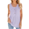 thumbnail image 1 of Birdeem Mode Femmes Décontracté Confortable Uni Col Rond Sans Manches Bouton Haut Blouse T-Shirt, 1 of 12