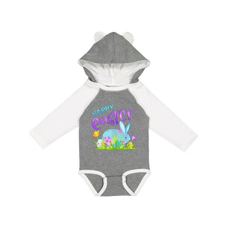 

Inktastic Happy Easter Blue Bunny and Eggs in Grass Gift Baby Boy or Baby Girl Long Sleeve Bodysuit
