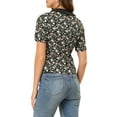 thumbnail image 3 of Allegra K Women's Peter Pan Collar Puff Short Sleeve Button Down Floral Shirt Top, 3 of 5