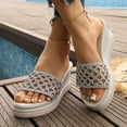 thumbnail image 2 of Women's Open Toe Mesh Platform Mules Slip On Breathable Beach Sandals Non Slip Walking Wedge Slides Shoes Silver Size 8.5, 2 of 8