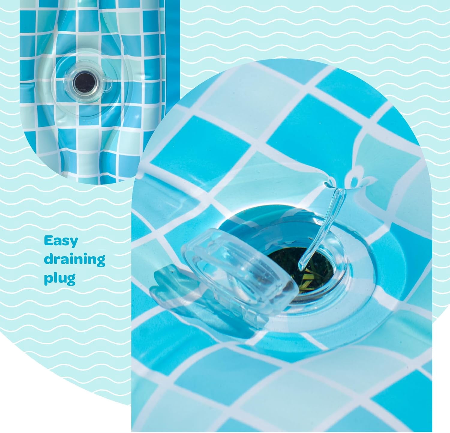 Premium Large Inflatable Pool with Soft Floor, Handles and Drain for Adults and Kids, 90x60inch Family Size Backyard Swimming Pool