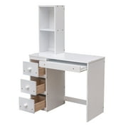 Euroco Wood Twin Bunk Loft Bed with Desk, Drawers and Shelf for Kids Teens, White