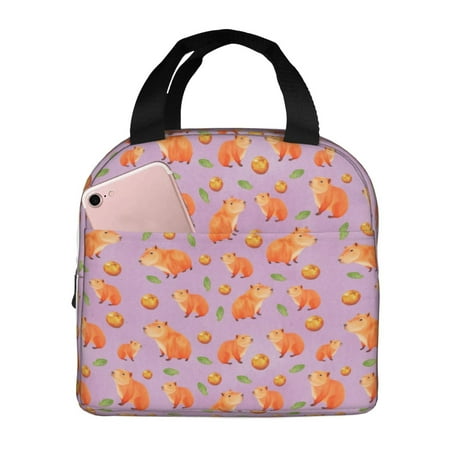 Insulated Lunch Bag for Women Men - Capybara Purple Leakproof Cooler Lunch Box for Women Men  Lunch Tote Bags for Work School Picnic Travel