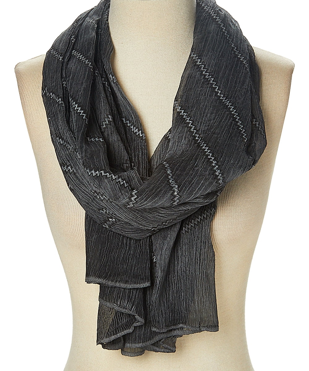 Oussum Black Scarfs for Women Winter Summer Fashion Zigzag Scarves