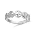 thumbnail image 3 of 925 Sterling Silver Oxidized Platinum Plated Multiple Peace Sign Women Valentines Day Gifts Ring, 3 of 4