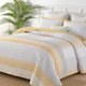 thumbnail image 1 of Juego de colcha WONGS BEDDING, edredón amarillo, tamaño doble, con rayas bohemias, 1 of 9