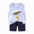 thumbnail image 4 of HCNTES Toddler Baby Boy Summer Outfit Funny Letter T-Shirts Top Shorts Set Infant Boy Summer Clothes(Light Blue,6-12 Months), 4 of 4
