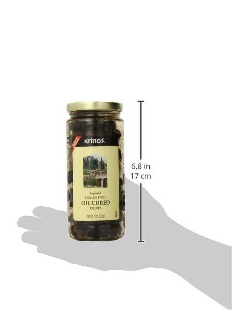 (12 pack) Krinos Moroccan Oil Cured Olives Jar - Cholesterol Free, Naturally Cured, 10 oz