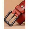 thumbnail image 3 of Catelles High-quality Top-grain Leather Men's Pin Buckle Reddish-brown Belt, Double-Sided Use, Durable And Stylish&For waist 46 in Width1.5 in(3.8cm), 3 of 9