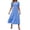 Blue, variant on Eawtki Women's Round Neck Short Sleeve Maxi Dress Tiered Ruffle Hem Textured Fabric Casual Summer Dress