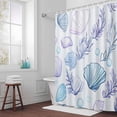 thumbnail image 3 of Blue Shell Bathroom Shower Curtain, Conch Purple Coral Bubble Ocean Creature Waterproof Washable Soft Bath Curtain for Bathtub Decor with 12 Hooks&Grommet, 36x72 Inch, 3 of 9