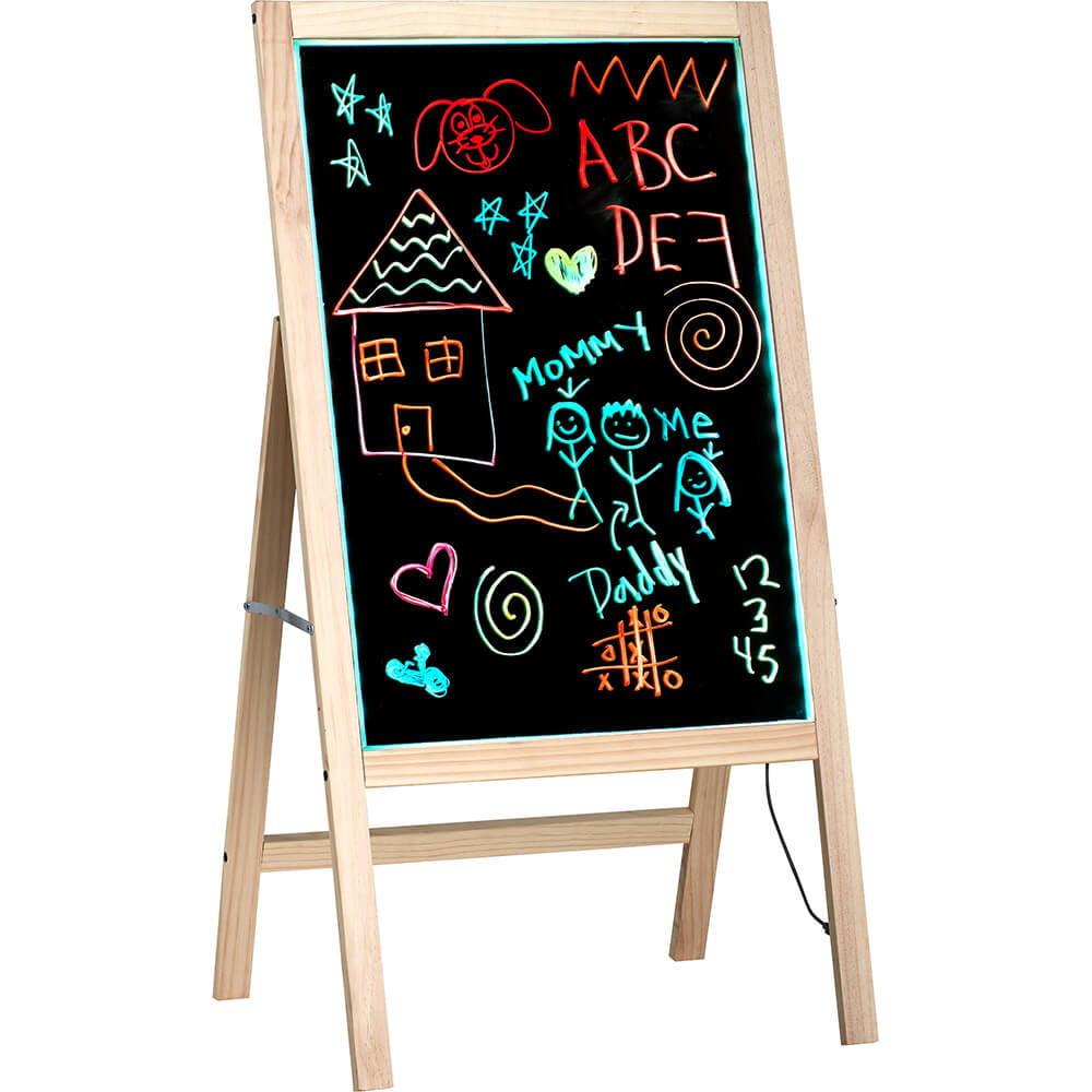 LED Writing Message Board A Frame Chalkboard Easel Floor Advertising Sign Board 