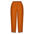 thumbnail image 4 of SELONE Orange Plus Size Workout Clothes for Women Pants Mid Waist Lounge Pants Cropped Trouser Pants Loose Casual Beach Pants Pull on Solid Straight Lightweight Comfy 2XL Breathable Summer Clothes, 4 of 5