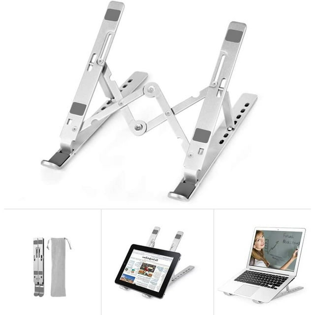 Support d'Ordinateur Portable Réglable, FIASON 7 Angles Aluminium Portable Ergonomique Pliable