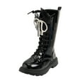 thumbnail image 2 of Huanglei Children Shoes Fashionable Flat Boots Comfortable Soft Sole Leather Children Boots Boots Girls Combat Boots 3.5-4 Years, 2 of 9