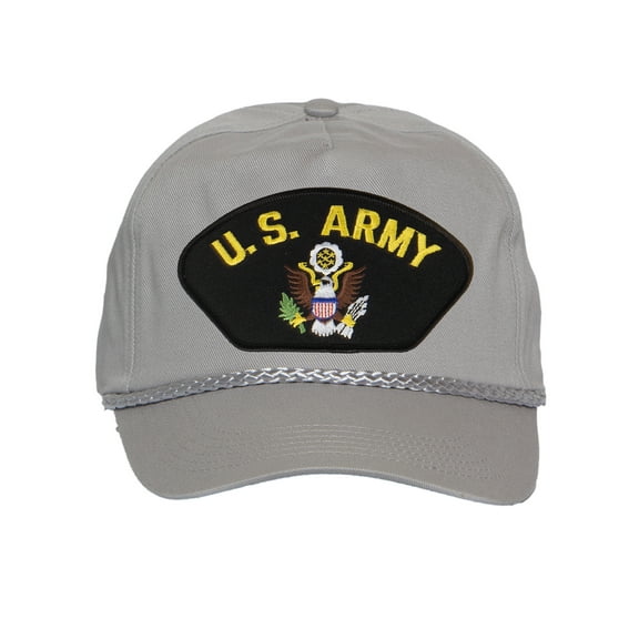 Mens Cotton US Army Twill Golf Cap - Snapback Cap with Rope, Logo Grey