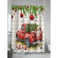 thumbnail image 5 of Fsddascl Christmas Red Truck Shower Curtain Set - Extra Long 72" x 96" Washable Bathtub Curtain with 12 Hooks, Xmas Tree Balls Pine Brown Wooden Waterproof Fabric Stall Shower Curtains for Bathroom, 5 of 6