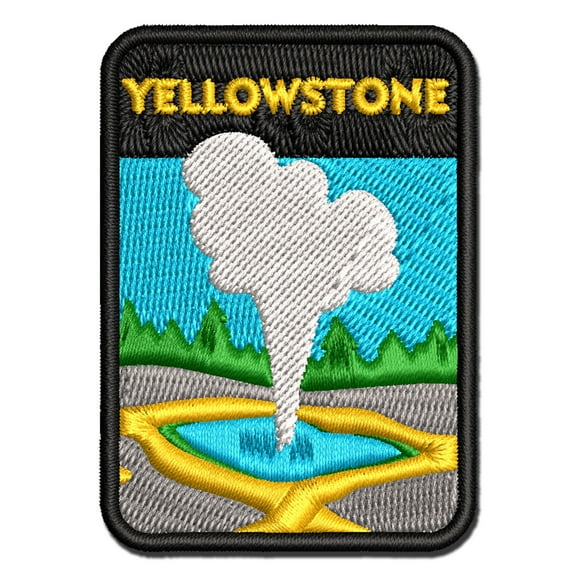 Destination Yellowstone National Park Applique Multi-Color Embroidered Iron-On Patch - 2.5 Inch Small