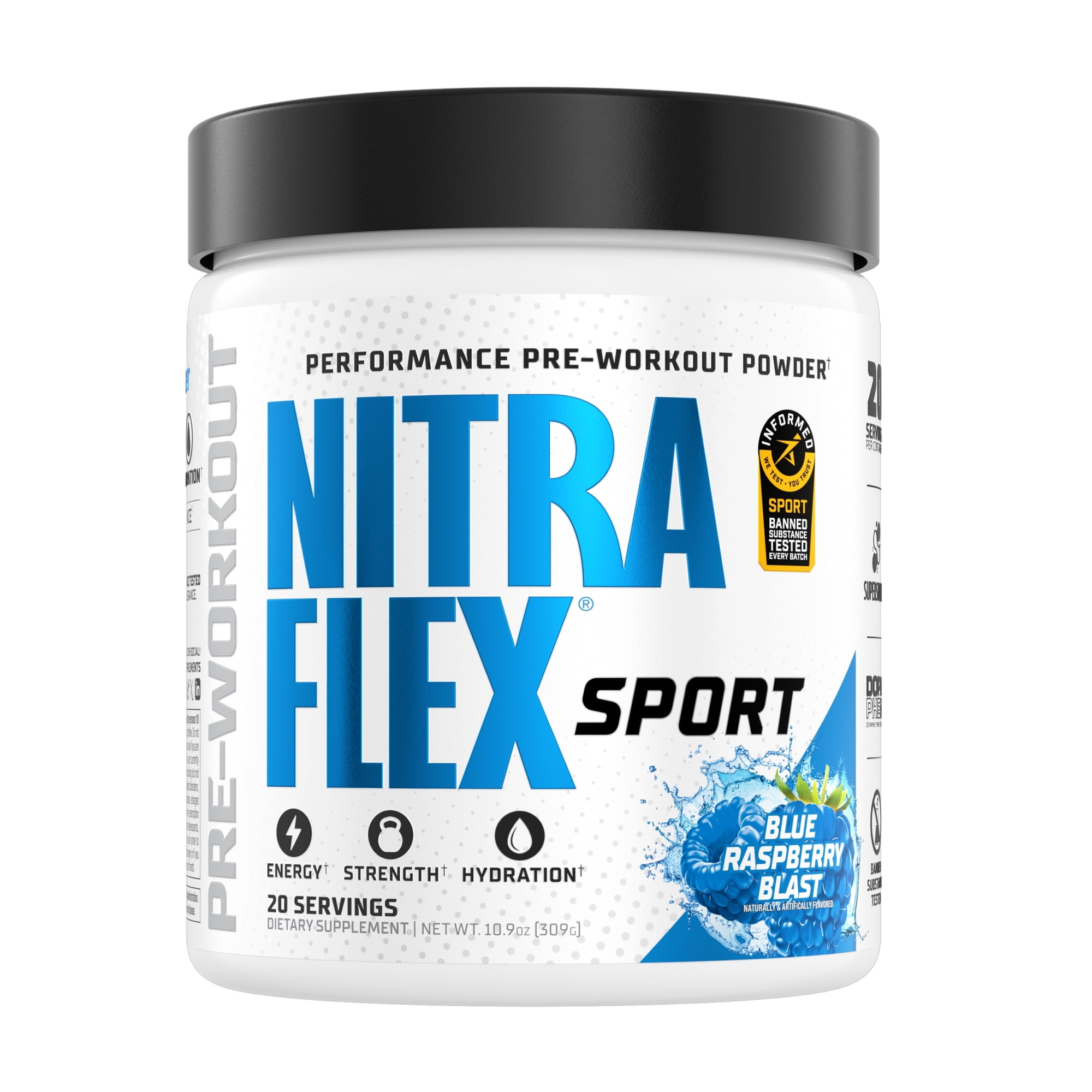 GAT SPORT NITRAFLEX SPORT, Blue Raspberry, 10.9 oz (20 Servings)