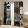 thumbnail image 2 of Rustic Patchwork Curtains & Drapes , Retro Country Farmhouse Curtains Cabin Room Decor, Western Deer Bear 30%-50% Blackout Curtains Woodland Adventure Camping Window Curtains 38"Wx45"L, 2 of 5