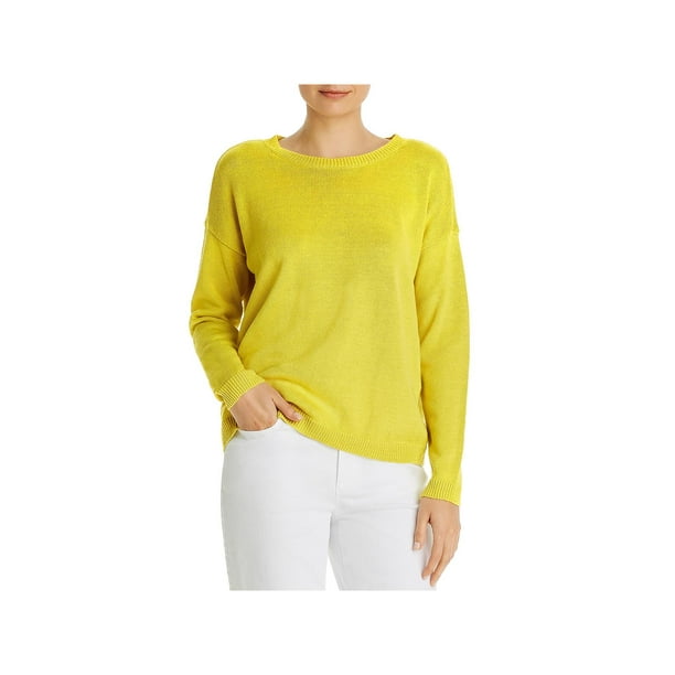 Eileen Fisher Womens Boxy Linen Blend Crewneck Sweater XS Walmart.com