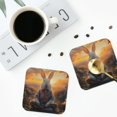 thumbnail image 4 of Pofeuu Flower Meditating Rabbit Print Coasters for Drinks, 4Pack PU Leather Coasters, Bar Drink Coasters for Tabletop Protection, Furniture from Damage-Square, 4 of 6