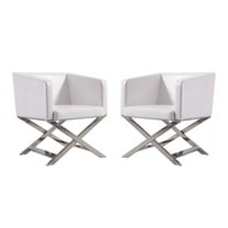 Manhattan Comfort HollyWood Faux Leather Accent Lounge Chair in White (Set of 2)