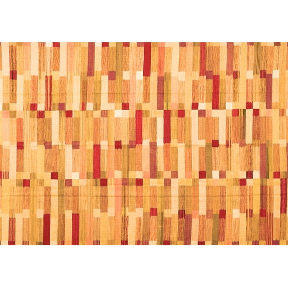 Ahgly Company Indoor Rectangle Abstract Orange Contemporary Area Rugs, 7' x 10'