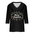 thumbnail image 4 of successthop Womens Christmas Shirt Funny Graphic Plus Size 3/4 Sleeve Clothe Lightweight Oversized Crewneck Party Tops, 4 of 5