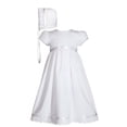 thumbnail image 1 of Girls Special Occasion 24" Cotton Christening Baptism Gown with Pin Tucking Lace and Ribbon, 1 of 4