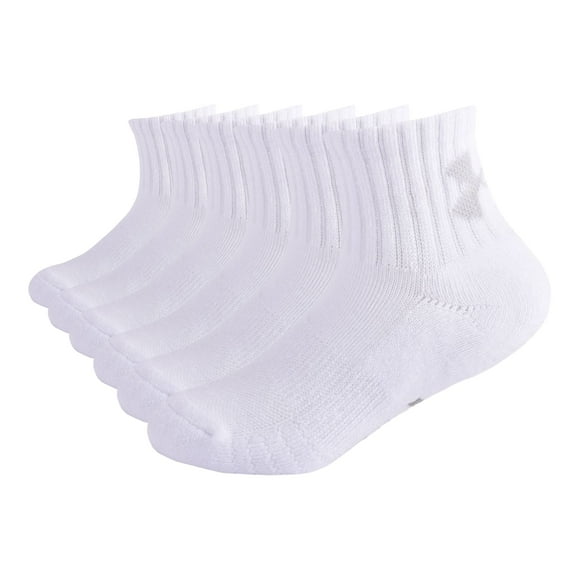 Calcetines Under Armour para niños, paquete múltiple, cuartos blancos, 4-6 EE. UU.