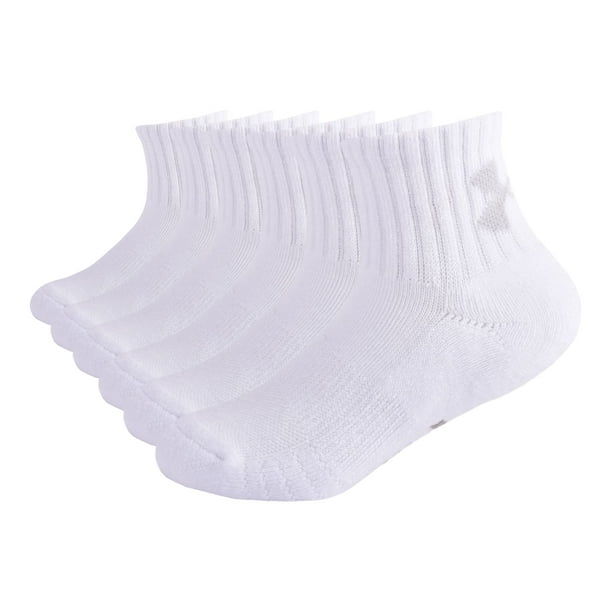 Calcetines Under Armour para niños, paquete múltiple, cuartos blancos, 4-6 EE. UU.
