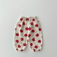thumbnail image 2 of Odeerbi Toddler Girls Cotton Bloomers Pants Basic Plain Soft Pant Jogger Pants 6 Months-3 Years Infant Fruit Printed Double-Layer Gauze Pants Soft Casual Trousers Red, 2 of 4