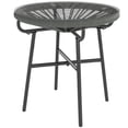 thumbnail image 1 of Round Rattan Side Table with Tempered Glass Top, Dark Grey PE Wicker Outdoor End Table with Powder Coated Metal Frame for Patio, Garden, and Balcony, 19.7" x 19.7" x 19.7", 1 of 7